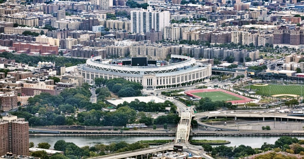 Arial view of NYC and Yankee Stadium