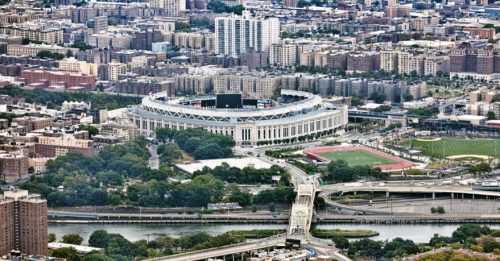 Arial view of NYC and Yankee Stadium